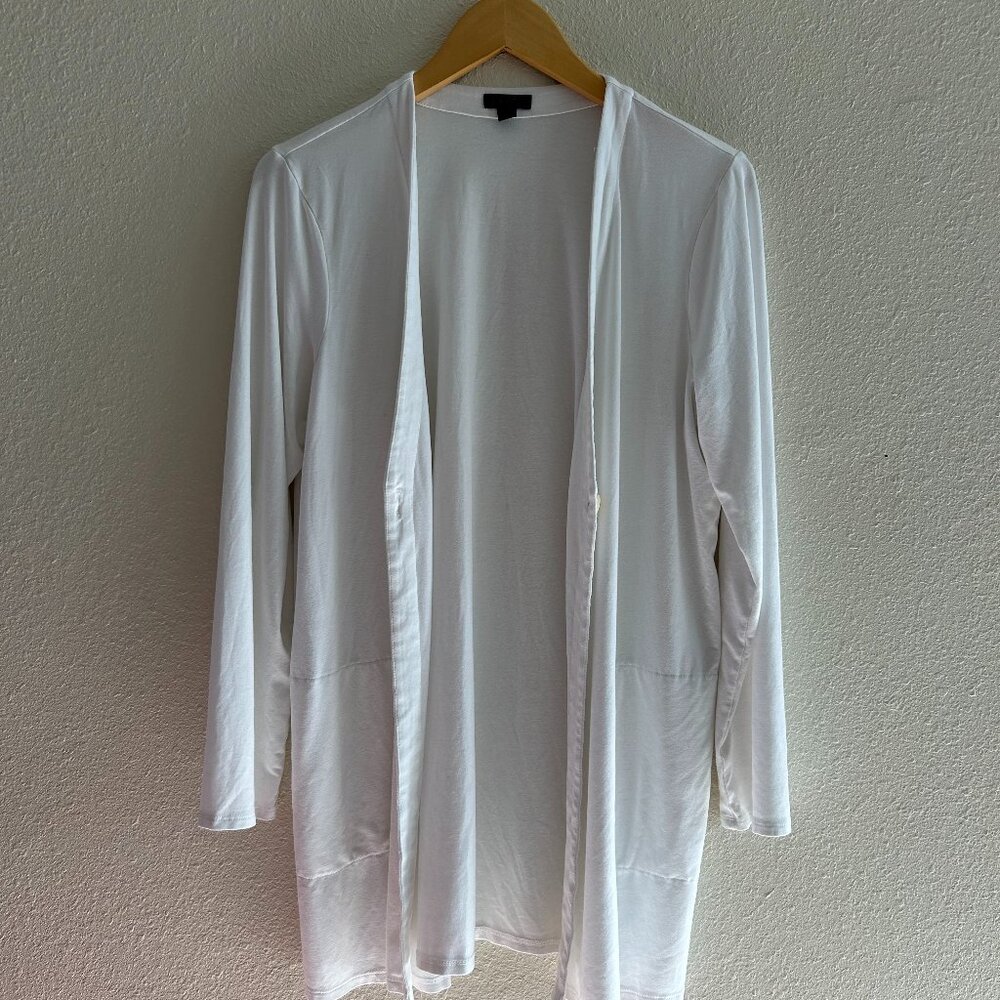 J. Jill Large White Long Cardigan with Pockets - Picture 1 of 5